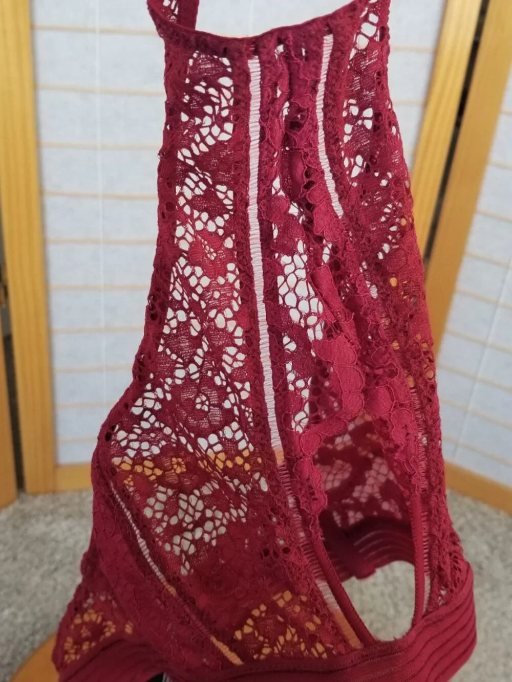 Victoria's Secret Bra Top Size XS Lace Bralette Dark Red Victorian